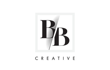 BB Serif Letter Logo Design with Creative Intersected Cut.