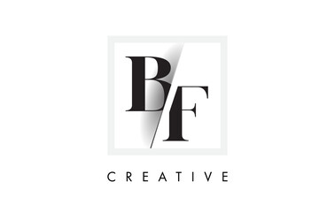 BF Serif Letter Logo Design with Creative Intersected Cut.