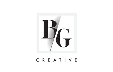 BG Serif Letter Logo Design with Creative Intersected Cut.
