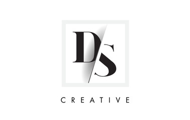 DS Serif Letter Logo Design with Creative Intersected Cut.