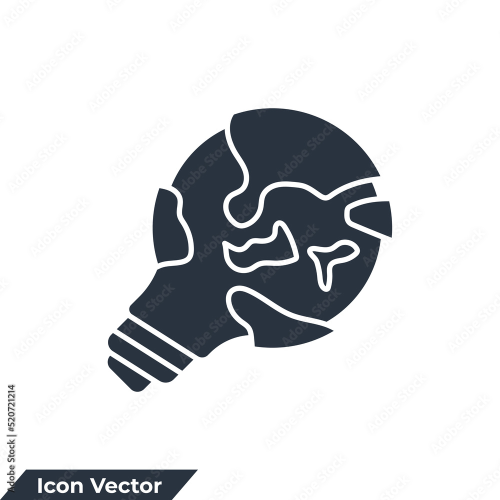 Poster global solution icon logo vector illustration. light bulb and globe symbol template for graphic and 