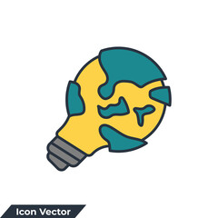 global solution icon logo vector illustration. light bulb and globe symbol template for graphic and web design collection