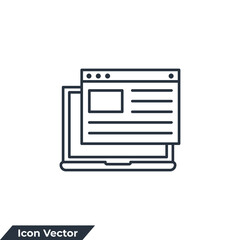 landing page icon logo vector illustration. website wire frame interface template symbol template for graphic and web design collection