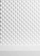 White, light gray, black and white 3d Illustration simple minimal product display background side view on checkered crisscross pattern background for cosmetic product photography
