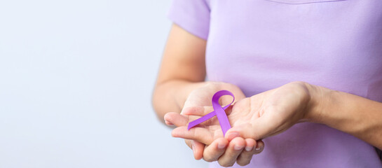 purple Ribbon for Violence, Pancreatic, Esophageal, Testicular cancer, Alzheimer, epilepsy, lupus,...