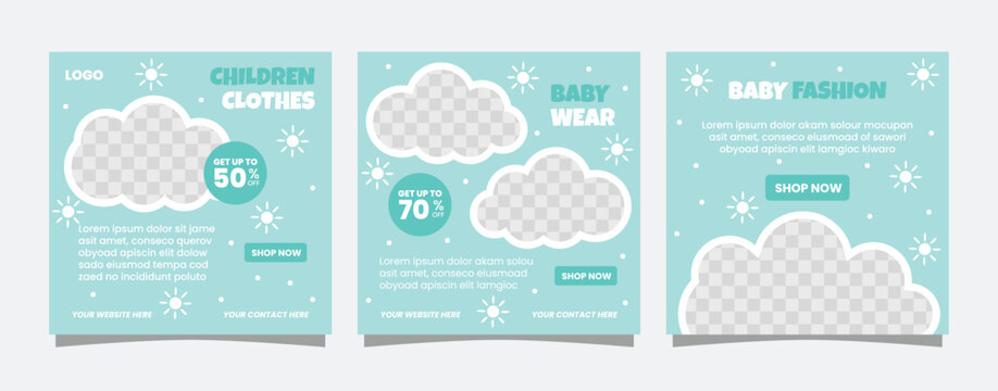 Baby fashion with cute ornament for social media post