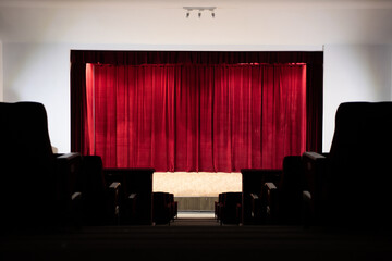 Cinema or theater scene with a curtain.