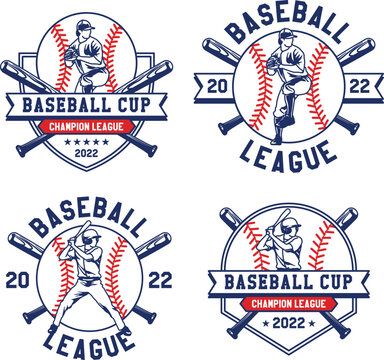 Logo Set of Hand Drawn Baseball Emblems of teams and competitions Badge