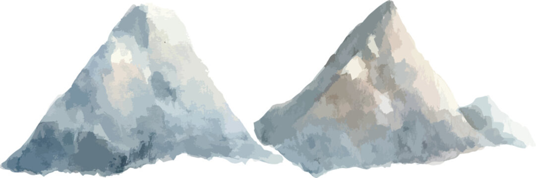 Vector of Mountain inspired from Mount Everest, watercolor traditional painting