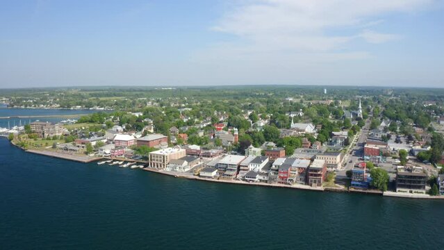 Clayton, NY Aerial Wide Shot On The St Lawrence River
