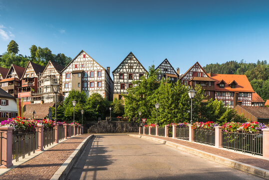 Half-timbered houses in Schiltach in Black Forest, Kinzigtal, Baden-W&uuml;rttemberg, Germany