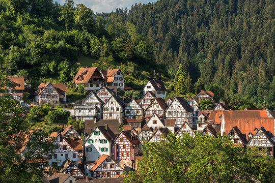 Picturesque view of the historic town of Schiltach in the Black Forest, Kinzigtal, Baden-Wuerttemberg, Germany