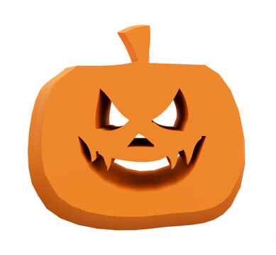 3d illustration of Halloween pumpkin front view, Halloween background design element
