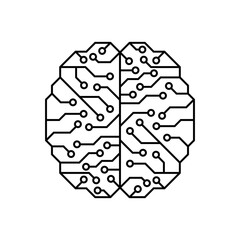 Artificial Intelligence brain icon. Digital electronic data transfer concept. Vector illustration