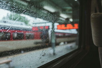 train in the rain