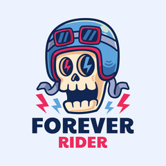 Skull Retro Helmet Logo Design