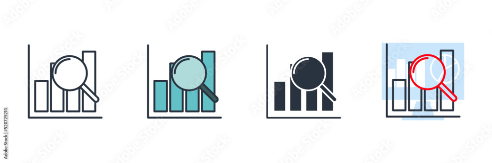 Poster analytics icon logo vector illustration. data analysis symbol template for graphic and web design co
