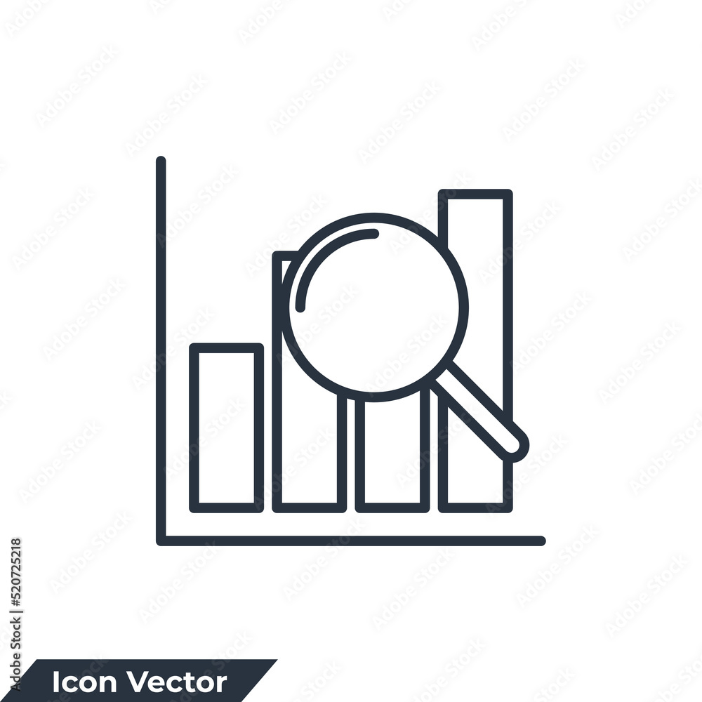 Poster analytics icon logo vector illustration. data analysis symbol template for graphic and web design co