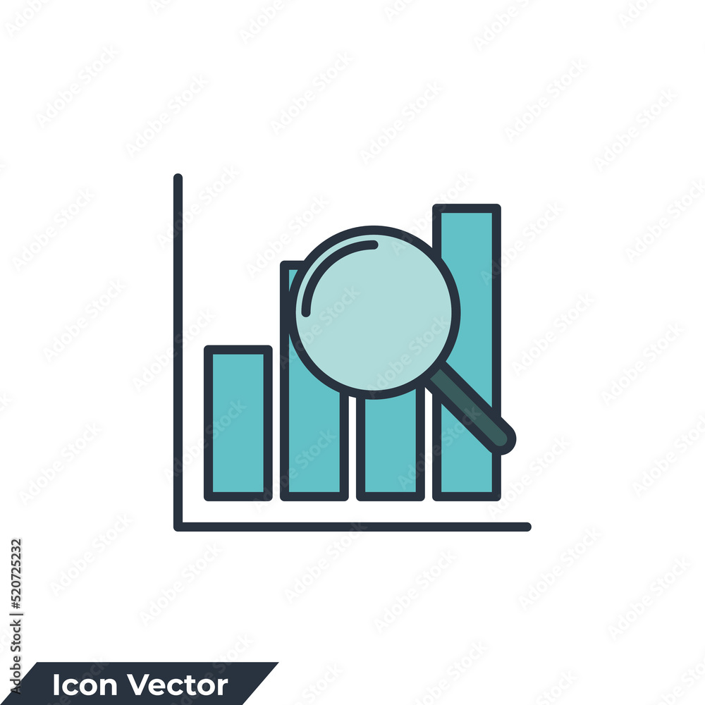 Poster analytics icon logo vector illustration. data analysis symbol template for graphic and web design co