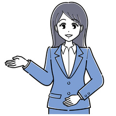 案内するスーツの女性（シンプル・上半身）.