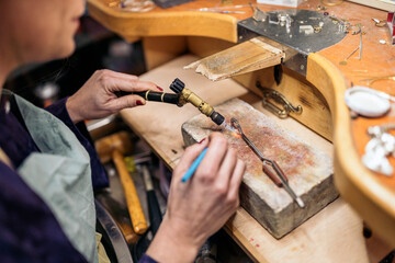 Using Blowtorch in Jewelry Atelier
