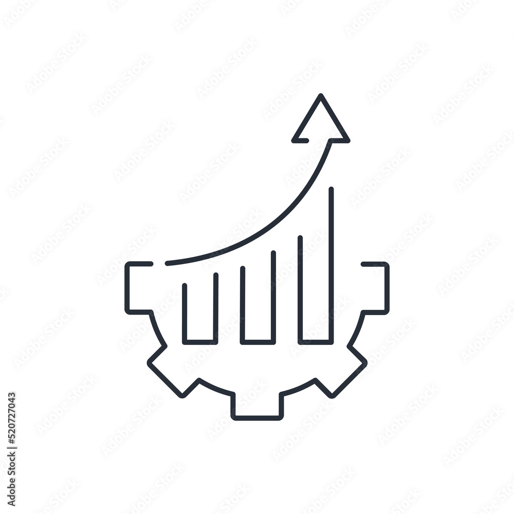 Aufkleber technology with a graph to the top. technical excellence,superiority .vector linear icon isolated on