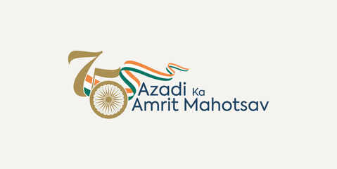 New Delhi-India, August 15, 2022: 75 Year Anniversary Independence Day Logo. Azadi Ka Amrit Mahotsav (Translate: Elixir of Independence Energy). Vector Illustration. - obrazy, fototapety, plakaty