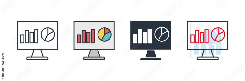 Poster monitoring icon logo vector illustration. dashboard admin symbol template for graphic and web design