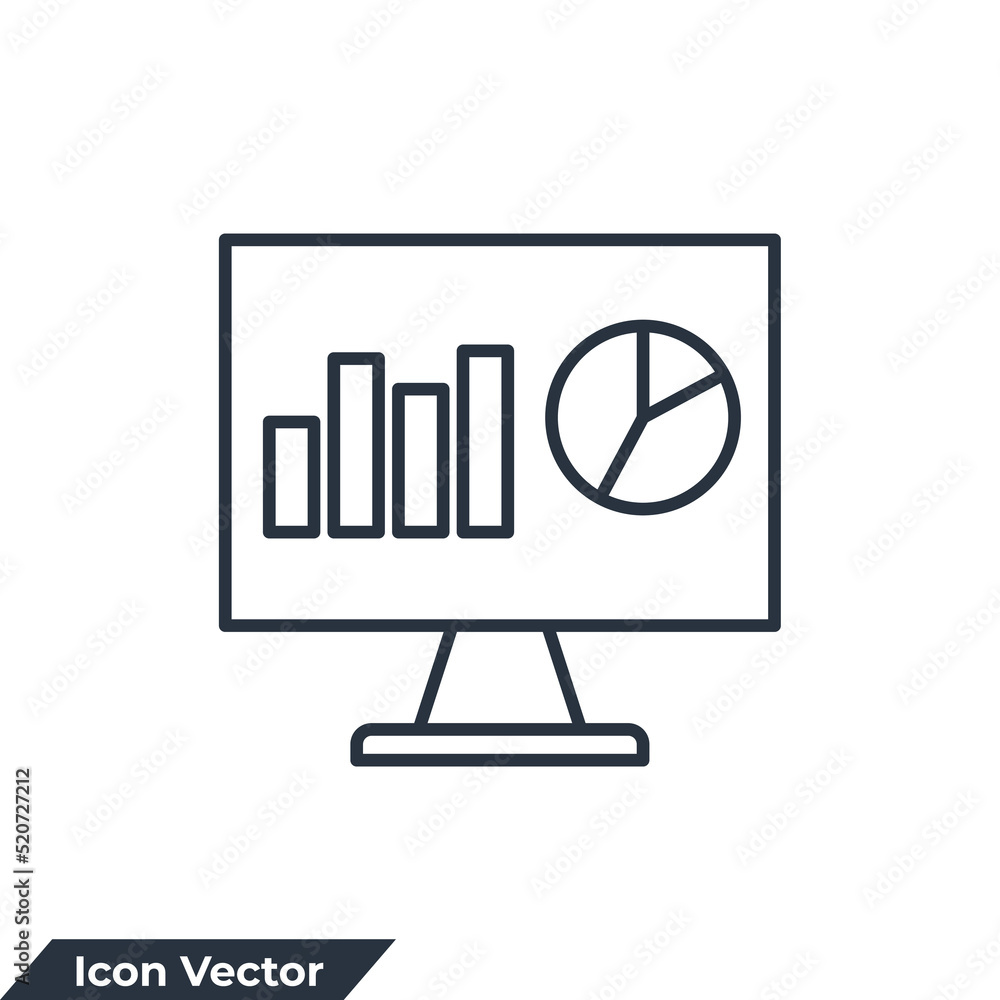 Poster monitoring icon logo vector illustration. dashboard admin symbol template for graphic and web design