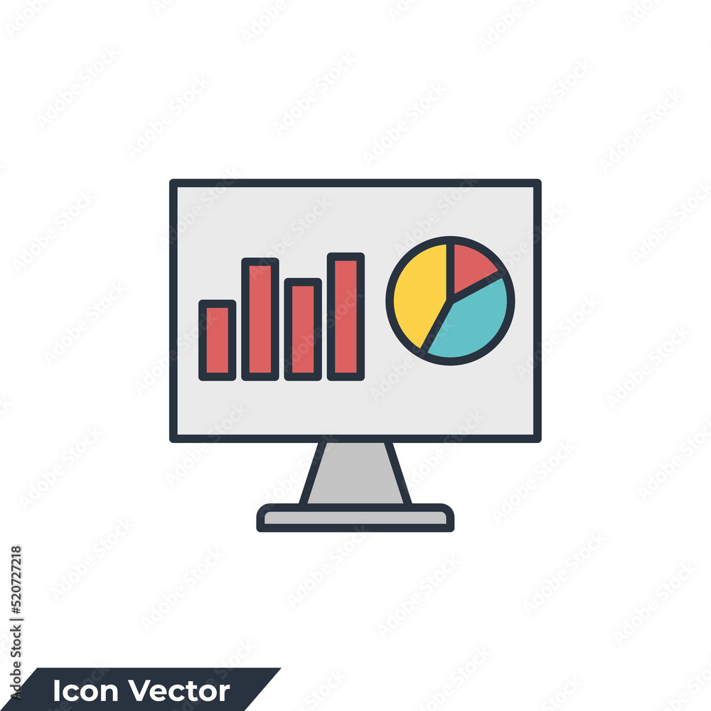 Poster monitoring icon logo vector illustration. dashboard admin symbol template for graphic and web design