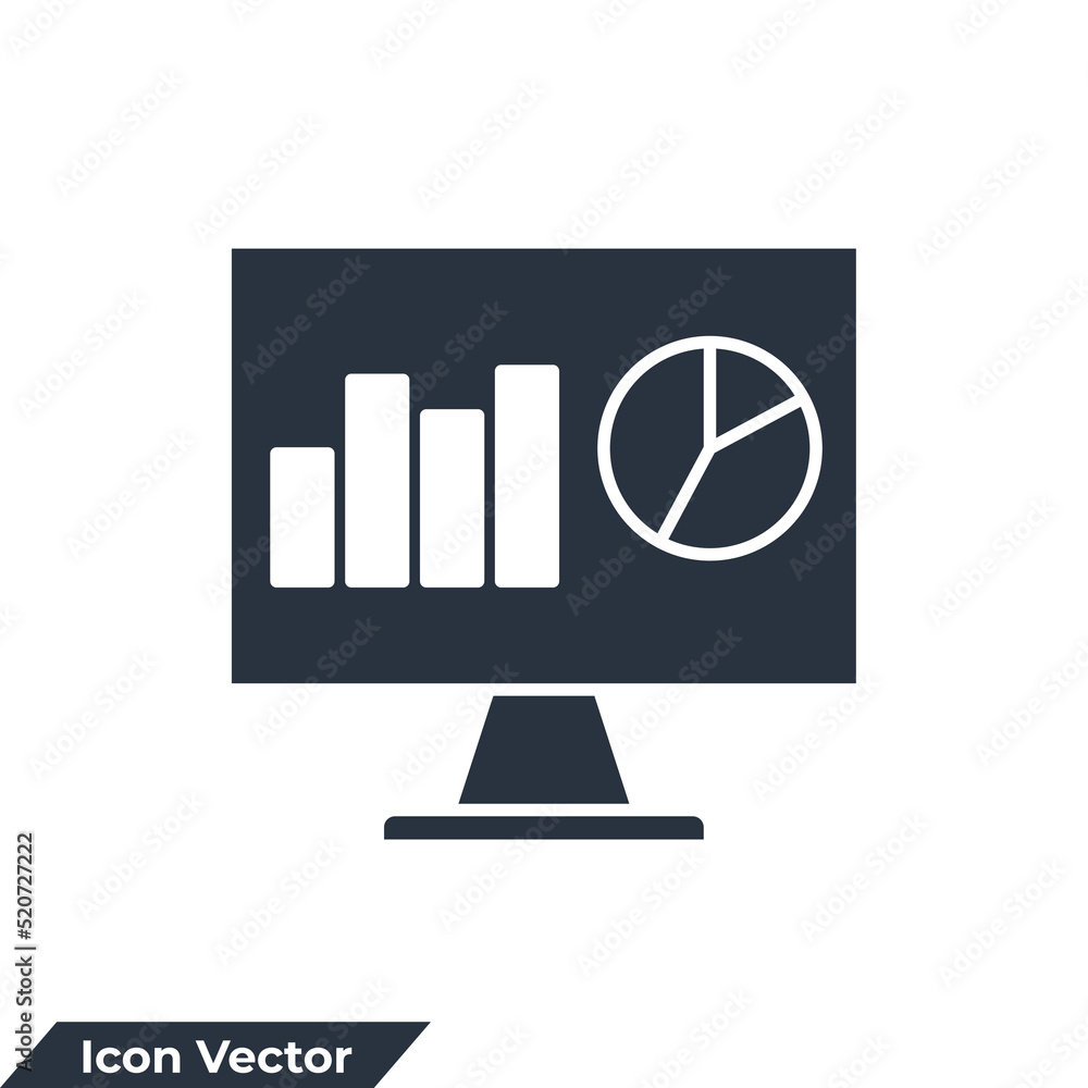 Poster monitoring icon logo vector illustration. dashboard admin symbol template for graphic and web design