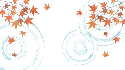 紅葉と波紋のイラスト　背景