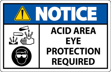 Notice Acid Area Eye Protection Required Sign With Sign