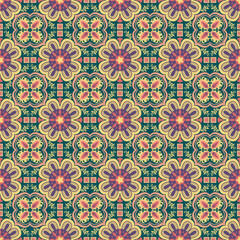 Seamless Background Retro Garden Nature Aboriginal Floral Damask Traditional Pattern Art