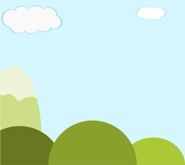 Obraz premium landscape background with grass and blue sky, clouds