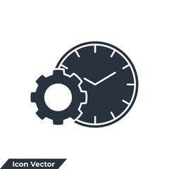Fototapeta na wymiar time management icon logo vector illustration. clock and gear symbol template for graphic and web design collection