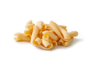 Maccheroni, Maccheroncini. Italian homemade pasta, .isolated on white background.
