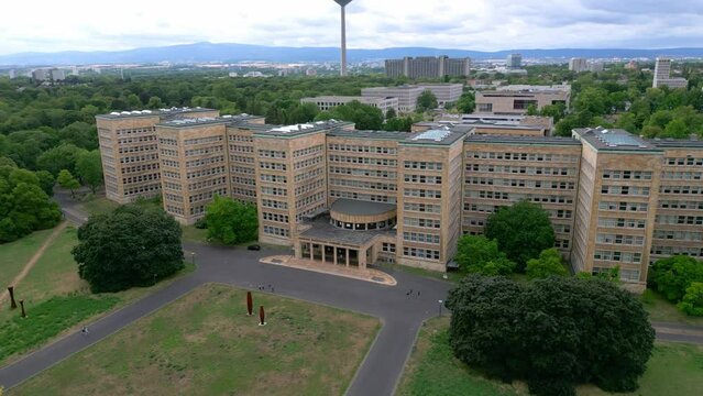 Famous Goethe University in Frankfurt - aerial view - travel photography
