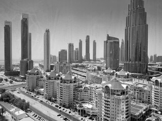 Wonderful Arial view of Dubai City , Full of flat buildings 