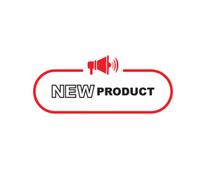 new product sign on white background