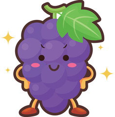 得意気な顔をしたかわいいブドウのキャラクターのイラスト
