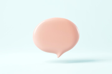 Blank bubble talk or comment sign symbol on pastel background. copy space, 3d render.
