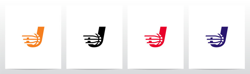 Basketball Go Fast Letter Logo Design J