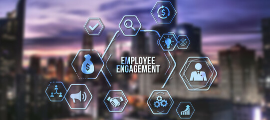 Internet, business, Technology and network concept. Employee engagement. 3d illustration.