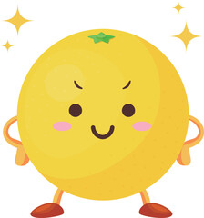 得意気な顔をしたかわいいグレープフルーツのキャラクターのイラスト