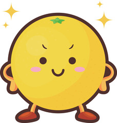 得意気な顔をしたかわいいグレープフルーツのキャラクターのイラスト