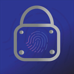 2d illustration vector lock with fingerprint

