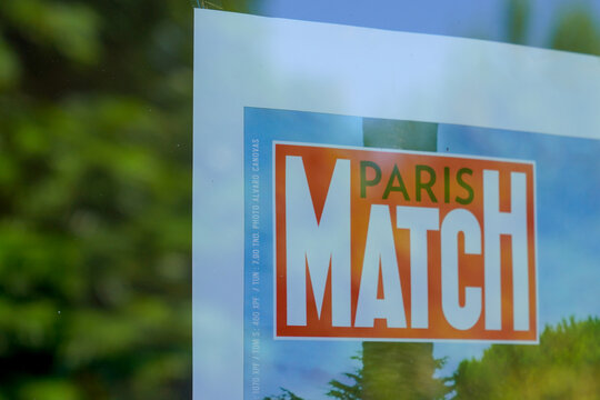 Paris Match logo brand and sign text of weekly news magazine covers major national and international news along with celebrity lifestyle features