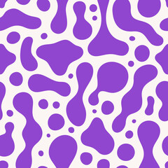 Groovy Lava Lamp Seamless Pattern. Psychedelic Fluid Drops Vector Background in 1970s Hippie Retro Style - 520730891