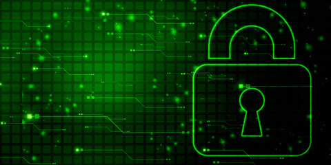 2d illustration Safety concept: Closed Padlock on digital background